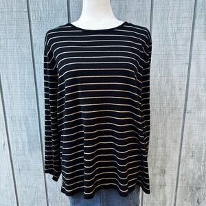 ❌SOLD❌Lauren‎ Ralph Lauren 3X Long Sleeve Striped Knit Top Blouse Gold Metallic